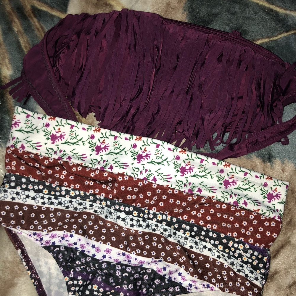 Purple Floral Bathing Suit